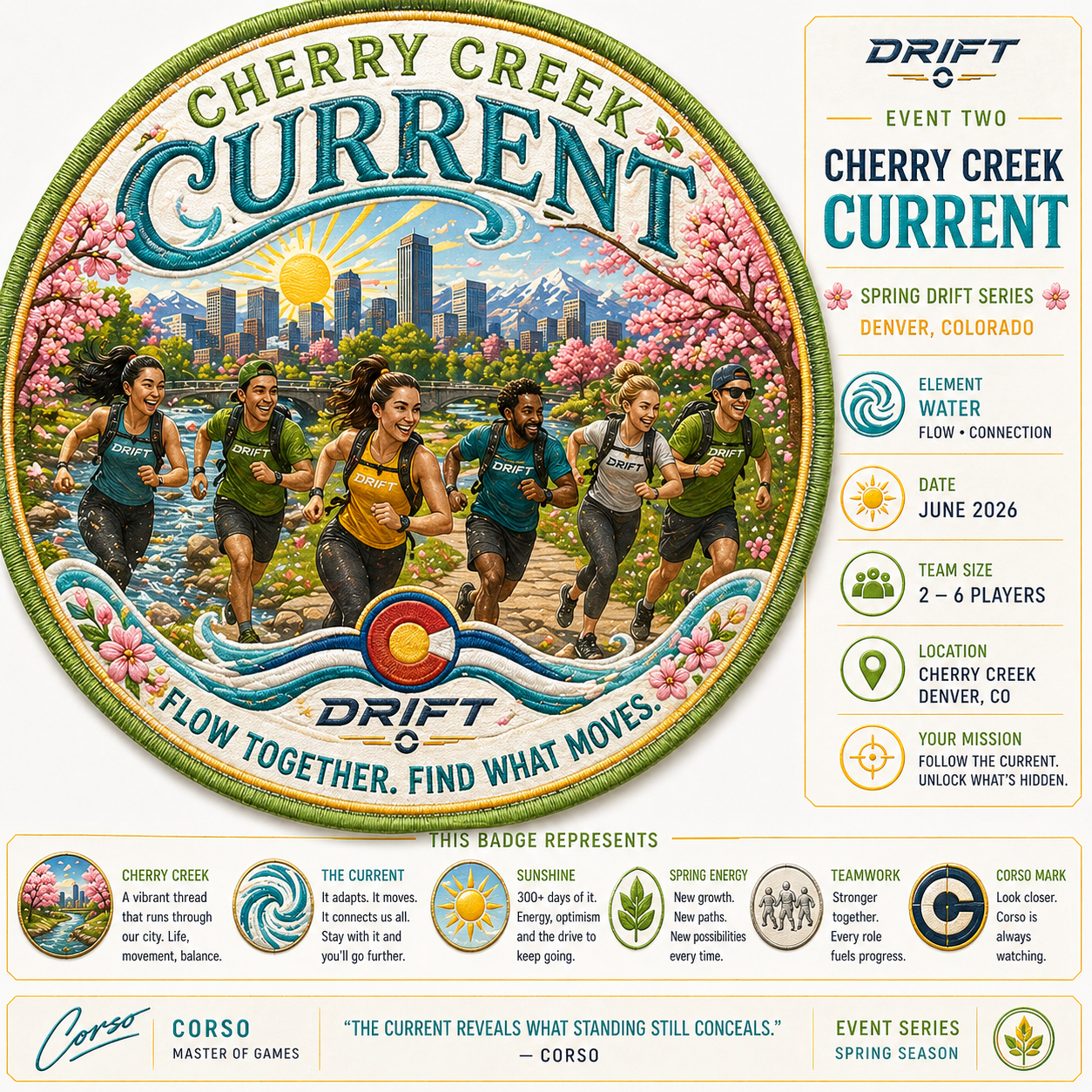 Cherry Creek Current embroidered patch
